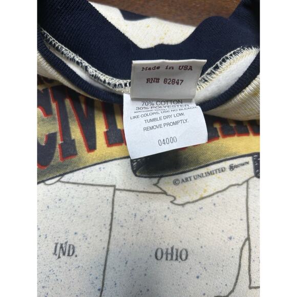VTG 90s American Civil War History Crewneck Pullover Sweatshirt Size 2XL USA Map - Picture 4 of 14
